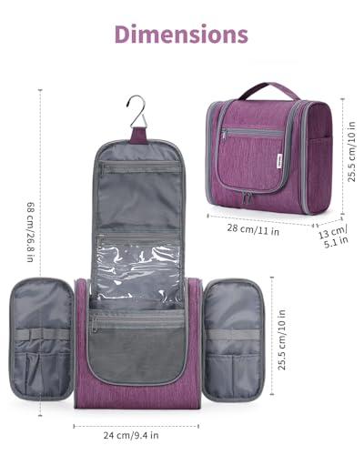 Hanging Toiletry Bag for Women Travel Makeup Bag Organizer Toiletries Bag for Cosmetics Essentials Accessories (Large, Dark Purple) - color: AA-Purple, size: Large