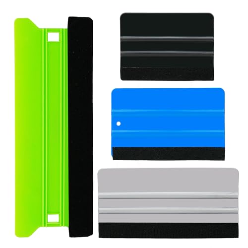 Umaki 4Piece Plastic Squeegee Set, 8IN/6IN/5IN/4IN, Window Tint Squeegee Vinyl Wrap Squeegee with Felt Edge, Wallpaper Tools Decal Applicator Vinyl Scraper, Perfect Smoothing/Cleaning Solutions - color: 4colors