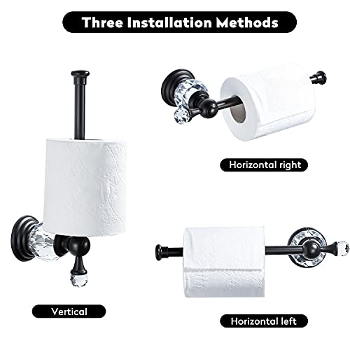 BATHSIR Crystal Toilet Paper Holder, Black Toilet Roll Holder Modern Bathroom Accessories Zinc Alloy Tissue Hanger Wall Mounted - color: Black