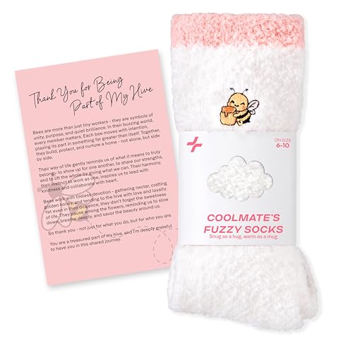 CoolMate Cozy Soft Cloud Socks, Fuzzy Socks for Women - color: D.02 - Embroidered Bee