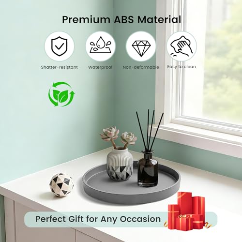 1 Pack 9" Bathroom and Vanity Tray, ABS Bathroom Counter Organizer, Coffee Table Decor for Perfume, Candles, Keys &More. Kitchen Countertop Organizer, Decorative Tray Soap Holder, Grey - color: Gray, size: 9"