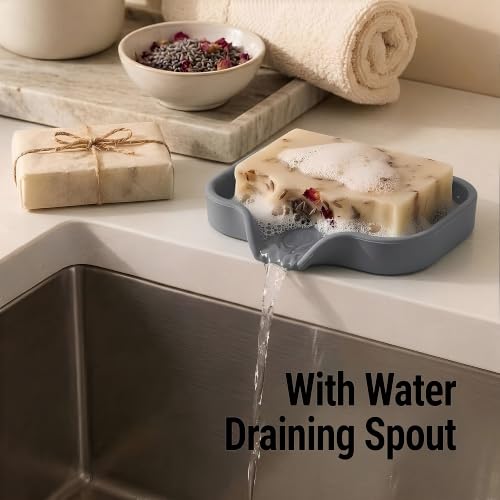 Zulay Kitchen Small Silicone Sponge Holder (4.9x3.3”) – Space-Saving Sink Organizer Tray for Sponge, Soap, Brush & More – Compact Non-Slip Dish for Kitchen & Bathroom (Grey) - color: Grey (Small), size: Small (4.9x3.3)