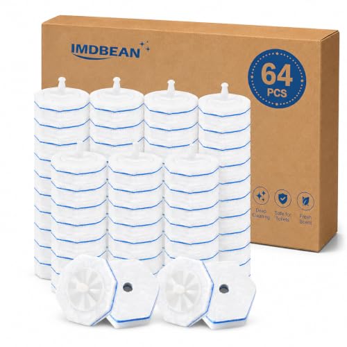 64Pcs Toilet Wand Refills, 5X Power Disposable Toilet Bowl Cleaners Scrubber Pads, Upgraded Cleaning Formula Disposable Wand Heads Compatible with Clorox and Most Standard Handles - size: 1 Count (Pack of 64)