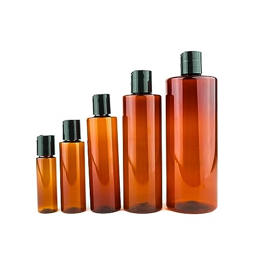 Plastic Amber Bottles (Pack of 12) - 8oz Amber Plastic Bottle with Screw Caps; Used as Reusable Shampoo Bottle, Lotion Bottles, Bottles for Travel and Body Wash Container - size: 8 oz 12 pack