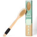 Bare Botanics 17" Extra Long Dry Body Brush - Medium Firmness Back Scrubber | Ergonomic Curved Handle with Silicone Grip and Hang Rope | Natural Bristles | For Shower Use - size: Long Back Brush