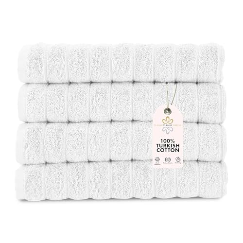 Classic Turkish Towels CTT Luxury Hand Towels for Bathroom Set of 4, 100% Turkish Cotton, Quick Dry & Comfy Towels for Hotel & Spa, Highly Absorbent | 20"x32" (White) - color: White, size: 4-Piece Hand Towel Set