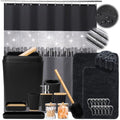 XLHOMO Bathroom Sets with Shower Curtain and Rugs,24PCS Black Bathroom Set Shower Curtain Set with Bathroom Trash Can Bathroom Accessories - size: Bath Set+Shower Curtain+Bath Rugs, style: Black