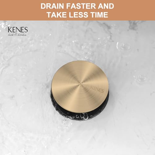 KENES Champagne Bronze Bathroom Sink Drain Without Overflow, Pop Up Bathroom Sink Drain Assembly Anti Clog Vessel Pop Up Sink Drain Stopper Lavatory Bathroom Vanity Sink Drain - color: Champagne Bronze, size: Big Pop up Cap (Without Overflow)