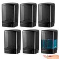 Hushee 6 Pcs Plastic Wall Mounted Soap Dispenser Commercial Manual Soap Containers Wall Dispenser for Kitchen Shower Hotel Liquid Shampoo Gel Chamber (33.8 oz 1000 ml,All Black) - color: All Black, size: 33.8 oz 1000 ml