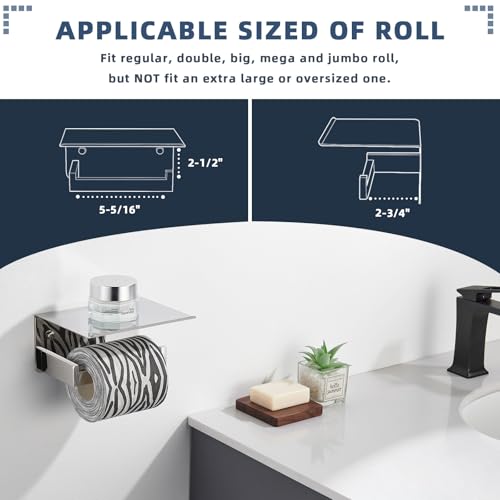 Angle Simple Toilet Paper Holder with Shelf Polished Chrome, 304 Stainless Steel Toilet Tissue Roll Holder Wall Mount - color: Polished Chrome, size: Single Rod