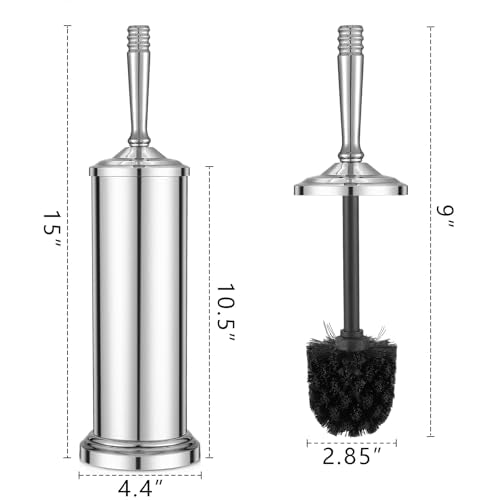Chrome Toilet Brush and Holder Set, Stainless Steel Toilet Brush for Bathroom,Heavy Duty Toilet Bowl Brush and Holder,Deep Cleaning Modern Toilet Cleaner Brush -Space Saving, Covered Brush - color: Chrome