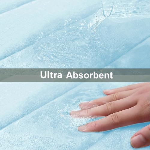 Buganda Memory Foam 3 Pieces Bathroom Rugs Set - Thick Soft Absorbent Bath Mats, Washable Small/Large/Contour Bath Rugs (24" x 16" + 30" x 20" + 24" x 20", Light Blue) - color: Light Blue, size: 24" X 16" + 30" X 20" + 24" X 20"