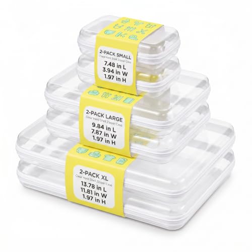 6 Pack Mixed Size White Clear Hard Shell Zipper Case, Diaper Bag Organizer Pouches, Water-Resistant Storage Bins for Board Games, Toys, Cables, Crafts, Toiletries, Travel, 2XL 2L 2S - size: XL2L2S2