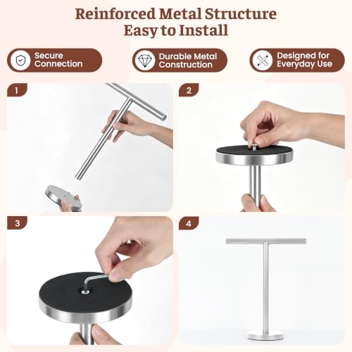 Hand Towel Holder Stand, Freestanding Bathroom Towel Rack, Silver, 2 Pack | Weighted Stainless Steel Base Helps Prevent Tipping While The Open T-Shape Keeps Towels Dry on Bathroom Countertops - color: Silver-2 Pack