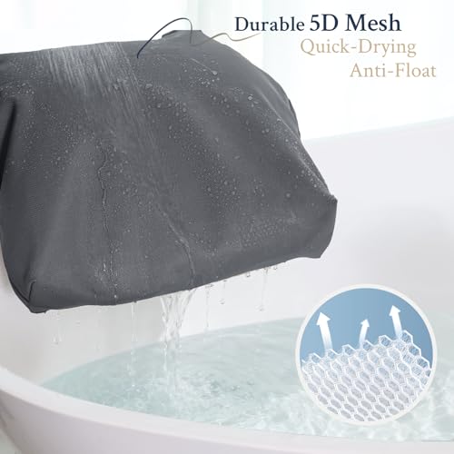 Luxury Bath Pillow for Bathtub, Soft & Comfortable, Head Neck Back Support, Adjustable Thickness Fits All Tub, Quick Drying with Air Mesh, Ideal Gift for Christmas Birthday Mother’s Day - color: Charcoal Gray
