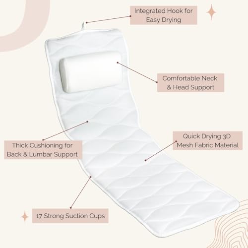 Bathtub Tray and Full Body Bath Pillow Set - Foldable Bath Tray for Tub and Full Body Bath Cushion for Ultimate Relaxation - Perfect Self Care Gift, Bath Accessories for Women, Spa Gifts for Women.