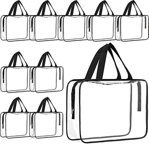 Reginary 10 Large Clear Cosmetic Bags with Zipper, Toiletry Travel Pouches | Clear Tote Bags for Toiletries, Transparent PVC, Women Men, Beach Gym Trip