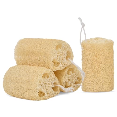 Natural Loofah Sponge 4 Pack, Organic Luffa Sponges Body Scrubber, Exfoliating Loofah Scrubber for Shower, Eco-Friendly Biodegradable Bath Loofahs for Men & Women - size: 1 Count (Pack of 4)