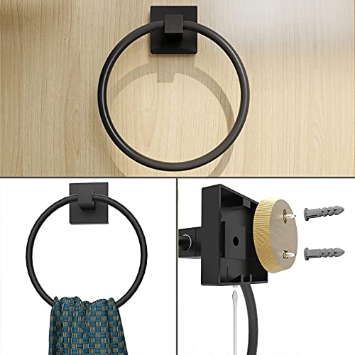 Ruacq Matte Black Toilet Paper Holder Towel Ring Bathroom Accessories Hardware Set Double Post Pivoting Toilet Roll Holder Square Stainless Steel and Zinc Alloy Modern Wall Mounted 2 Pieces - color: Matte Black, size: 2pcs