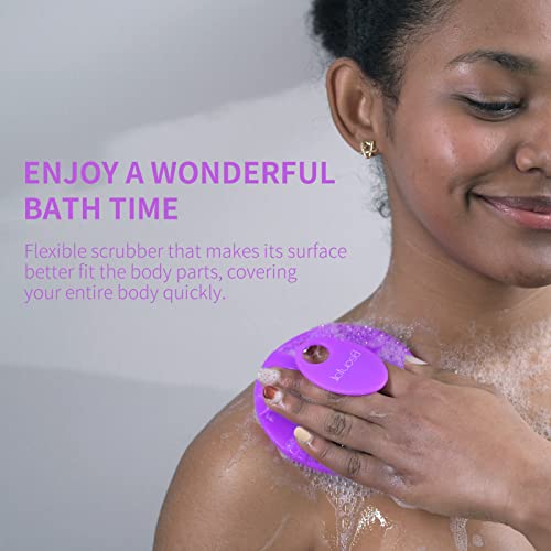 Silicone Body Scrubber, BEAUTAIL Shower Bath Scrubber, More Hygienic Than Traditional Loofah, Lather Nicely, Long Lasting, Gentle Exfoliating Brush for Women Men Baby Sensitive Skin, 1 Pack, Purple - color: Purple 1 Pc