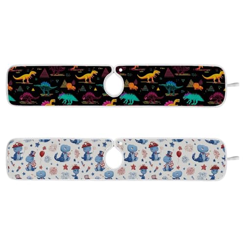 Blue Dinosaurs Fireworks 4th July Sink Mat for Faucet Sink Splash Guard Faucet Handle Drip Catcher for Kitchen Bathroom Absorbent Microfiber Dish Dryin - color: Blue Dinosaurs Fireworks 4th July, size: 30x5.5in x2