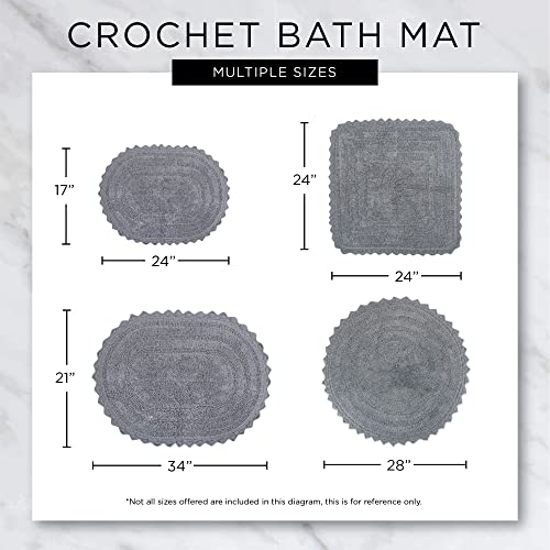 DII Crochet Collection Reversible Bath Mat, Large Oval, 21x34, Black - color: Black, size: 1'9" x 2'10" (Oval)