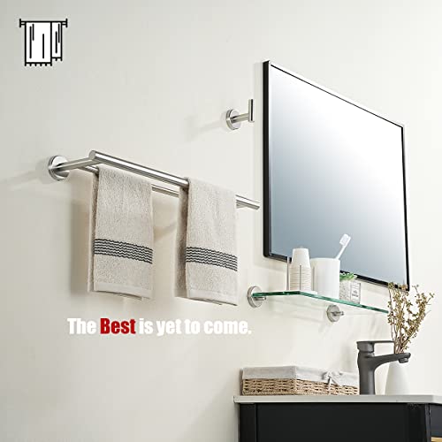 JQK Double Bath Towel Bar, 20.5 Inch 304 Stainless Steel Thicken 0.8mm Towel Rack Bathroom, Towel Holder Brushed Finished Wall Mount, Useable Length 18 Inch, TB100L18-BN - color: Brushed, size: 18 Inch