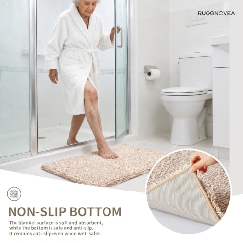 Bathroom Rugs Non Slip Washable, Ultra Soft Thick Shaggy Absorbent Bath Mats,High Density Foam Latex Non Slip Backing Bath Rugs,Microfiber Bath Mats for Bathroom Floor&Sink,24x17,White Beige - color: White Beige, size: 24" X 17"(Small Bathroom Rug)