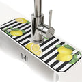 Kitchen Sink Splash Guard，Lemon-and stripes Faucet Mat Sink Gadgets-Super Absorbent Fast Drying Mat Drip Catcher for Kitchen, Bathroom,Sink Mat, Dish Drying Mat, Bathroom(15" X 5.5" ) - color: Lemon-and stripes