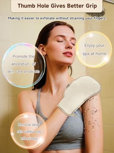 2 Packs Exfoliating Glove (Classic) Machine Washable Korean Body Scrubber 100% Vegan Viscose Exfoliating Mitt for Dead Skin Removal, Keratosis Pilaris & Self-Tan Prep - color: 2Packs-Black