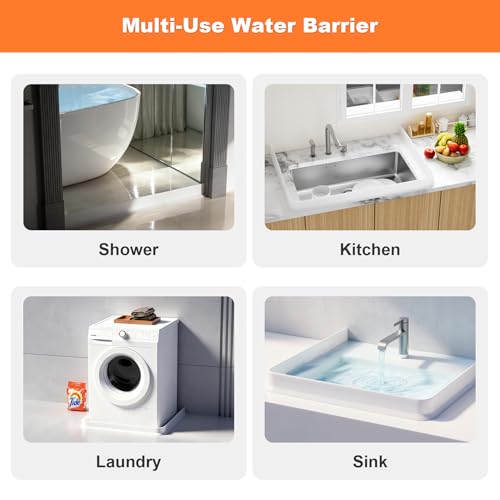 3.8'' High Shower Threshold Water Dam Collapsible 70IN Shower Water Splash Guard for Shower Water Blocker for Wet and Dry Separation Bathroom and Kitchen (70 Inch) - size: 70 Inch