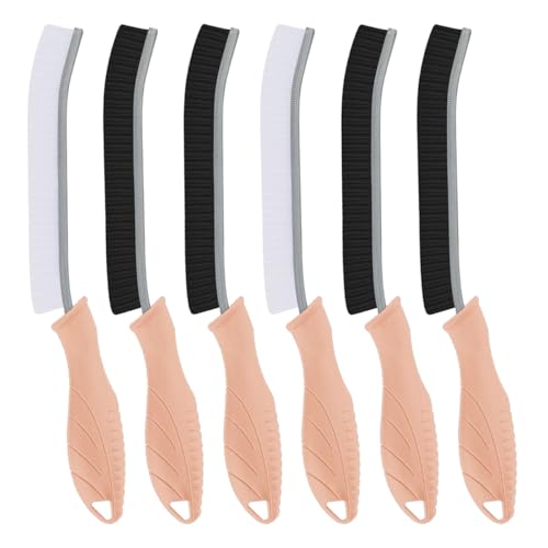 TQRR Hard Bristle Crevice Cleaning Brush-Thin Gap Scrub Brush, Small Cleaning Brush, Grout Brush, Kitchen Brush, Cleaning Tools for Toilet, Bathroom, Sink, Home, Household, Window (6, Pink) - color: Pink
