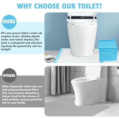 25 Pack Disposable Toilet Mats Absorbent Toilet Floor Protector from Urine U-Shape Toilet Training Rug Waterproof Non-Slip Bathroom Potty Training Mats for Children Adult (Blue)