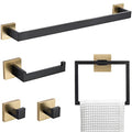 5 Pieces Bathroom Hardware Accessories Set Black and Gold Towel Bar Set,Wall Mounted Stainless Steel,23.6 Inch - color: Gold&black