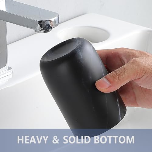 Marble Black Toothbrush Holders for Bathrooms - 2 Cups Ceramic Toothbrush Toothpaste Holders Set, Bathroom Tumbler Cups Reusable Toothbrush Cup Black Mouthwash Cup, Bathroom Counter Organizer - color: Black Marble, size: 2pcs