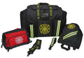 Lightning X LXFB20-PKG Firefighter Turnout Gear Bag Package With SCBA Mask Bag Toiletry Pouch Glove Holder Padded Step-In Design Reflective Trim Heavy-Duty Waterproof Construction - BLACK