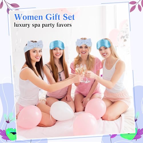 6 Set Spa Gifts Bulk for Women, Sleepover Party Favors Supplies for Bridesmaid Bridal Shower Wedding Guests Baby Shower Birthday Gift with Towels Socks Hair Tie Clip Eye Masks(Blue) - color: Blue