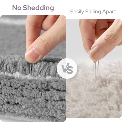 HOMEIDEAS Bathroom Rugs Sets 2 Piece, Super Soft and Absorbent Microfiber Tufted Bath Mats, Non-Slip and Machine Washable Bath Rugs(Light Grey) - color: Light Grey