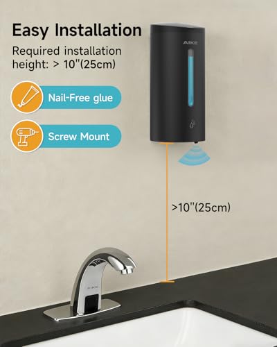AIKE Classic Automatic Soap Dispenser,25 oz Liquid Wall Mount,MatteBlack Stainless Steel Finish Model AK1205E - color: Matteblack Stainless Steel