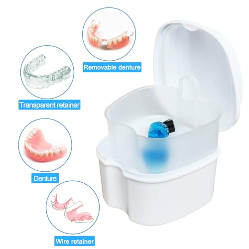 Keedolla 2 Pack Denture Bath Case Partial Denture Cup Retainer Cleaning Container, Denture Wash Container Retainer Bath Box Cup Case - Black and White - color: Black & White