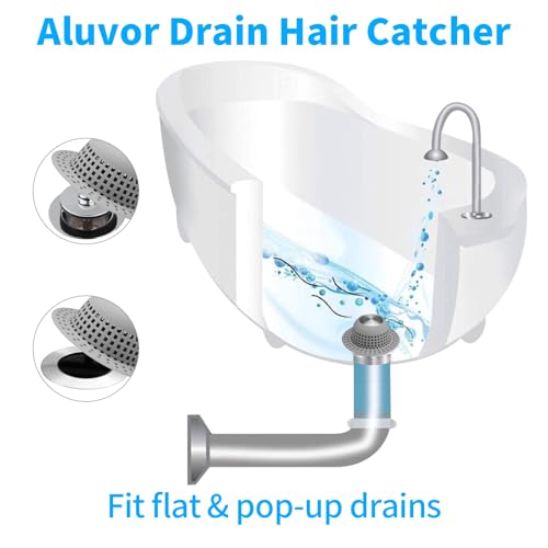 Aluvor Shower Drain Hair Catcher Bathtub Drain Cover Sink Drain Protector | Bathroom Sink & Bathtub Drain Strainer for Pop-Up & Regular Drains, Silver Grey - color: Silver Grey