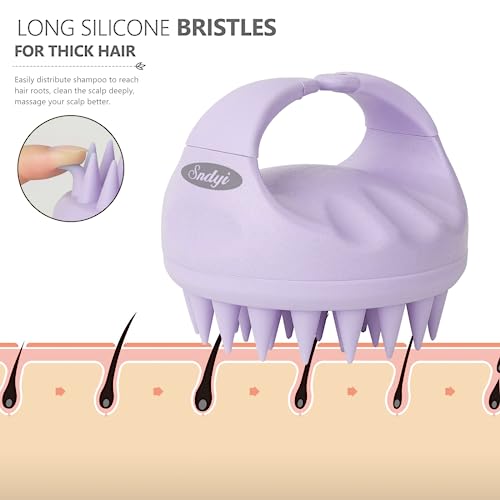 Sndyi Scalp Massager Shampoo Brush, Scalp Scrubber with Soft Silicone Bristles, Scalp Exfoliator for Dandruff Removal, Scalp Massager for Hair Growth, Wet Dry Hair Brush for Scalp Care, Taro Purple - color: Taro Purple