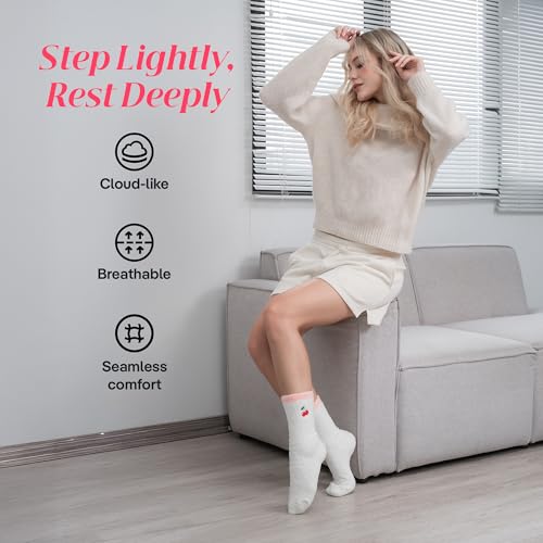 CoolMate Cozy Soft Cloud Socks, Fuzzy Socks for Women - color: D.08 - Embroidered Cherry