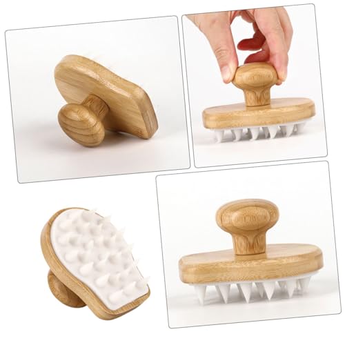 Outanaya Bamboo Wooden Scalp Massager Brush Hair Wash Scrubber for Deep Cleaning Exfoliating Scalp Care Suitable for Daily Use and Dandruff Removal
