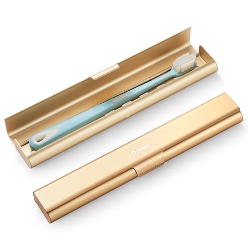 Aluminum Toothbrush Travel Case, Portable Travel Toothbrush Holder, Durable Manual Toothbrush Box Container for Traveling, Bathroom, Camping, Business Trip-Gold - color: Gold, size: 1 Pack (Standard)