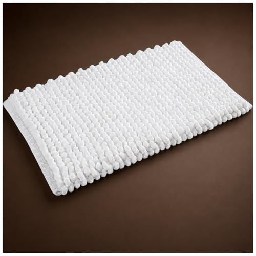 Cotton Polyester Popcorn Bath Rug 17"x24" White – 100% Cotton Bath Mat, Anti Skid, Soft & Absorbent Bathroom Rug for Shower, Tub & Entryway - color: Snow White, size: 1'5" x 2' (Rectangular)