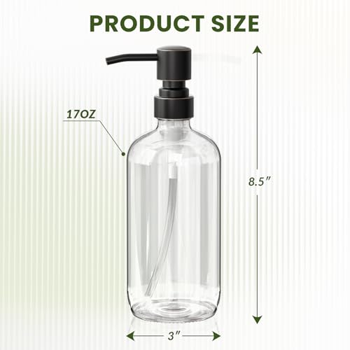 AmazerBath Glass Soap Dispenser, 2-Pack Clear Glass Soap Dispenser with Pump Bronze Rustproof, 17 Oz Bathroom Hand Soap Dispenser Bottle for Liquid Lotion, Kitchen Dish Soap Dispenser - color: Oil-rubbed Bronze