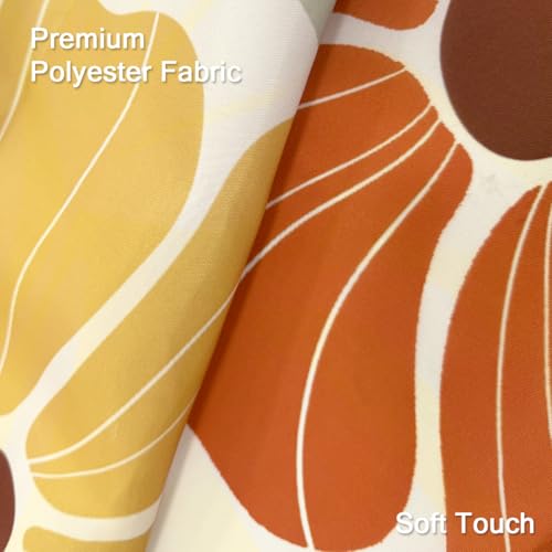 Boho Floral Shower Curtain Stall Small Half Single Mini Vintage Retro Orange Flower Cute Colorful Fun Abstract Pretty Aesthetic Fabric Cloth Bathroom Decor Set 36x72 inch Polyester 7 Hooks - color: Orange, size: 36"W x 72"L (Pack of 1)