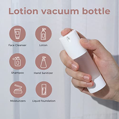 LONGWAY 1 Oz (30ML) Empty Refillable Airless Pump Bottle,Travel Foundation Containers,Airless Cosmetic Pump Bottle for Hand Sanitizer, Toner,Gel,Hair Oil, Lotion and Face Cream (Pack of 6, Frosted) - size: 30 ml
