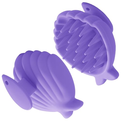 Silicone Scalp Massager Hair Growth,Hair Scrubber Scalp Stimulator Exfoliator Brush with Soft Bristles for Wet Dry Scalp Care（Purple） - color: Purple